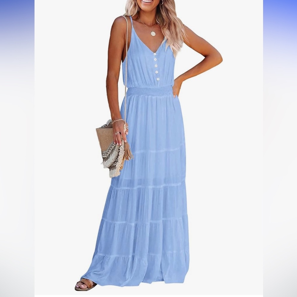 NWT Pretty Garden Light Blue Maxi Dress